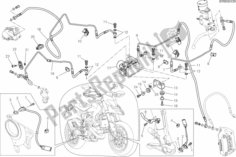 Tutte le parti per il Sistema Di Frenatura Antibloccaggio (abs) del Ducati Hypermotard SP USA 821 2014